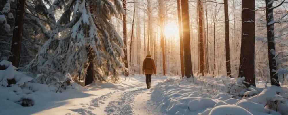 Coolcation destination in Banff featuring a frozen turquoise lake and snow-covered mountain peaks