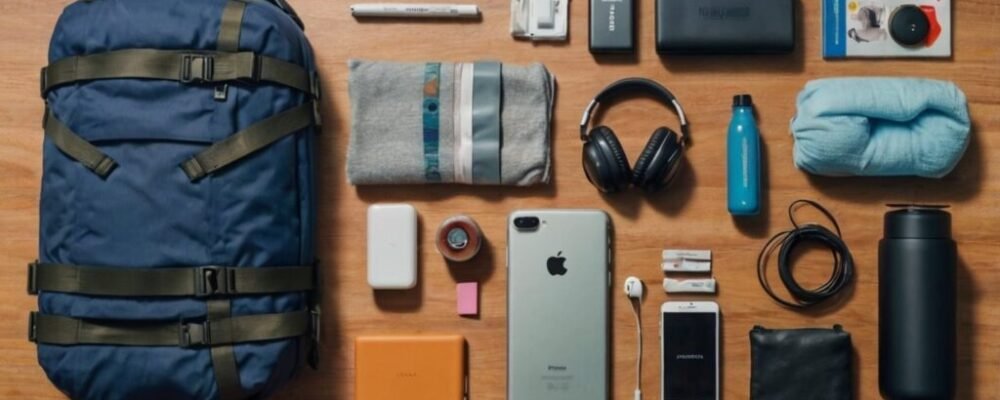 carry-on bag open showing long flight hacks travel gear