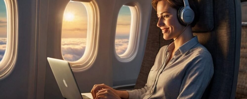 frequent flyer sharing long flight hacks at airport lounge